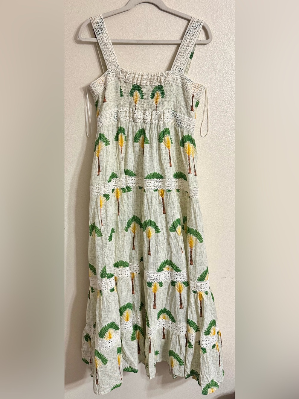 NWT Calypso St Barth Palm Tree Crochet Lace Tiered Maxi Dress M - Picture 7 of 7